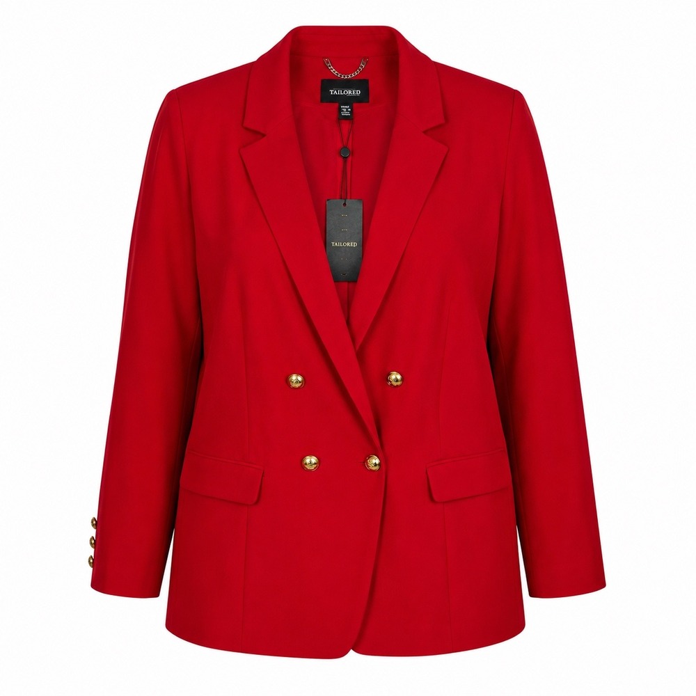 Tailored Blazer 24 Red Double Breasted Gold Button Power Suit Professional
